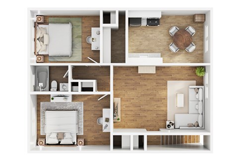 Floor plan for 2 beds, 1 bath, 850 sqft